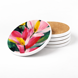 Set de 6 posavasos de cerámica Flora con diseño floral
