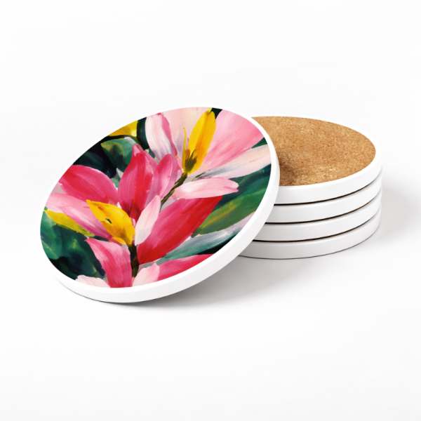 Set de 6 posavasos de cerámica Flora con diseño floral