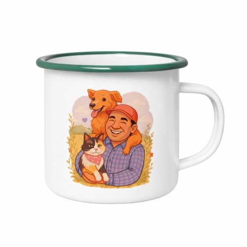 Jarro enlozado personalizado con fotografía transformada en ilustración