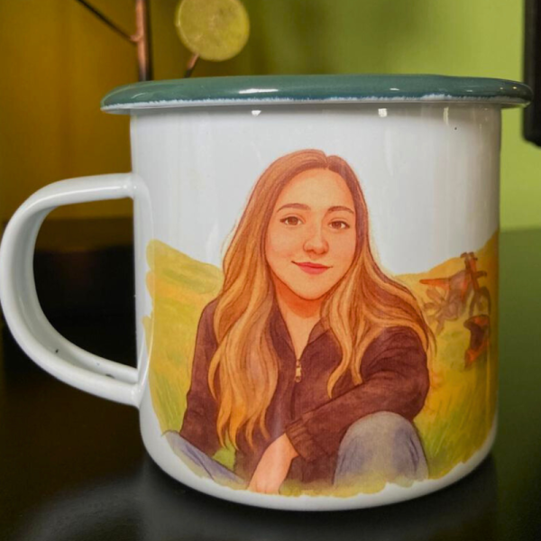 Jarro enlozado personalizado con fotografía transformada en ilustración