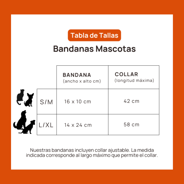 Bandana con collar ajustable para mascotas diseño nina