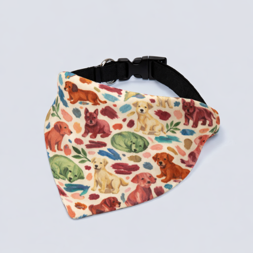 Bandana con collar ajustable para mascotas diseño puppy